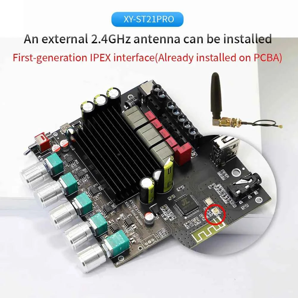 XY-ST21PRO Compact 2.1Channel TPA3255 BT Digital Power Amplifier Board 100W*2+200W High Low Tone Subwoofer Power Amplifier Board