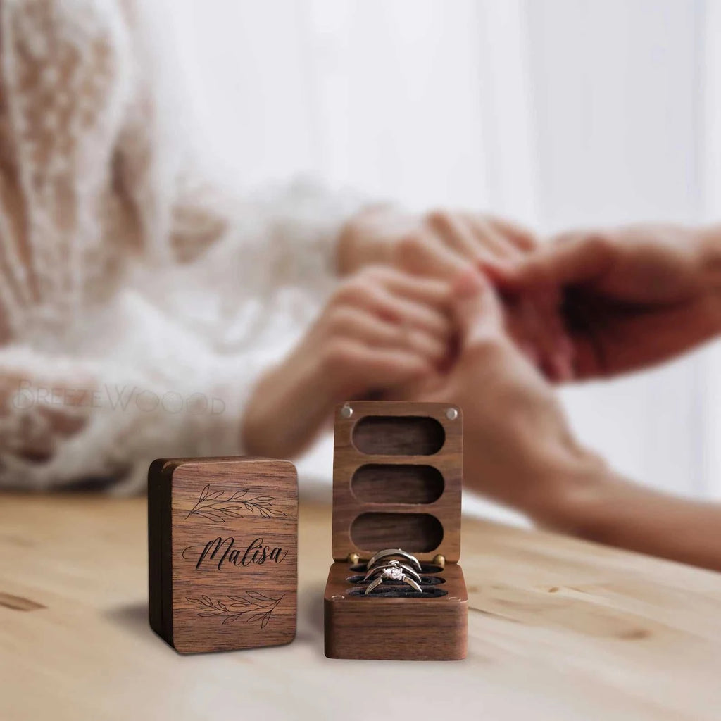 Custom Engraved Wooden Ring Box - Personalized Walnut Jewelry Holder for Engagement, Wedding, Anniversary, Proposal, and Gift St The jack market .AU The jack market .AU Jewellery & Chains $ 54 14:1052#RB604-Design 8