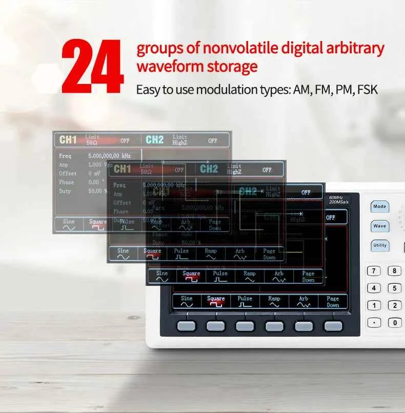 UNI-T Portable Dual Channel Signal Generator - 30MHz/60MHz Arbitrary Waveform Creator