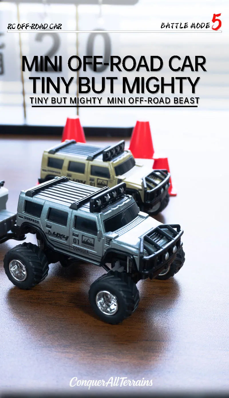 1/64 RC Car Mini HG4-221 Off-Road Vehicle Simulation Hummer 2.4G Remote Control Climbing Car with APP Lights Control Gifts Toys