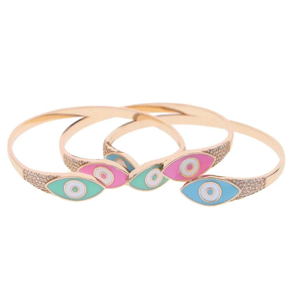 Turkish Evil Eye Pink Green Blue Enamel Cuff Bracelet for Women Paved White Cz Rose Gold Plated Color Bangles Fashion Jewelry The jack market .AU The jack market .AU Jewellery & Chains $ 57 166:202711811;200001034:361180#Pink