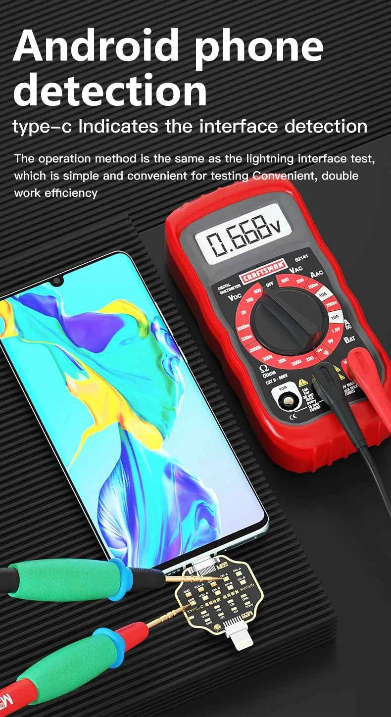 Mechanic T824 Type-C & Lightning Tail Insertion Tester for iPhone, iPad & Android - Fast, Accurate Connectivity Check
