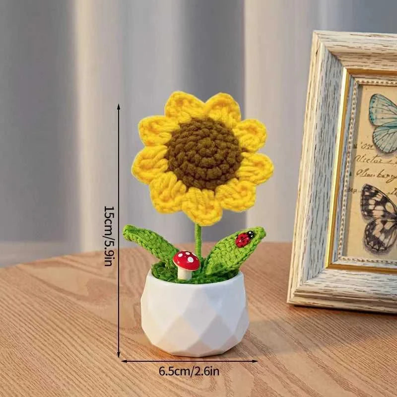 Sunflower Crochet Flower Artificial Hand Woven Flowers Finished Girasol Crochet Plants Wedding Guest Gifts Desktop Decoration The jack market .AU The jack market .AU $ 23 14:200013901#S27