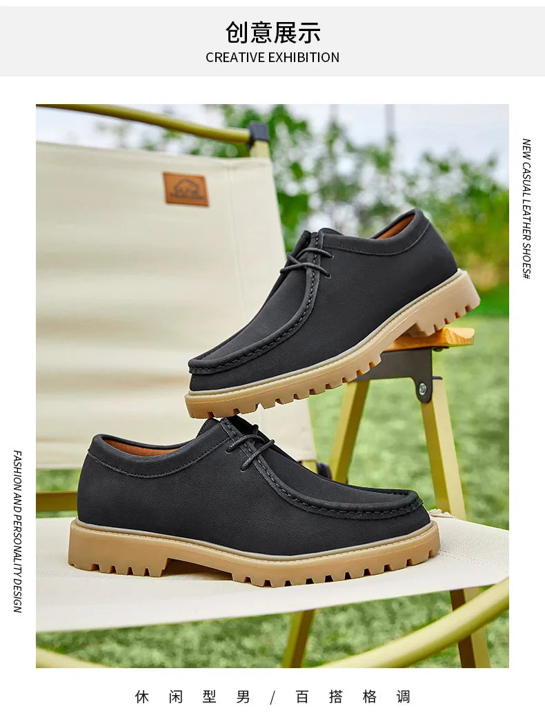 New 2025 Spring Autumn Outdoor Men's Walking Shoes Men Durable Sole Casual Loafers Male Fashion Cow Leather Footwear