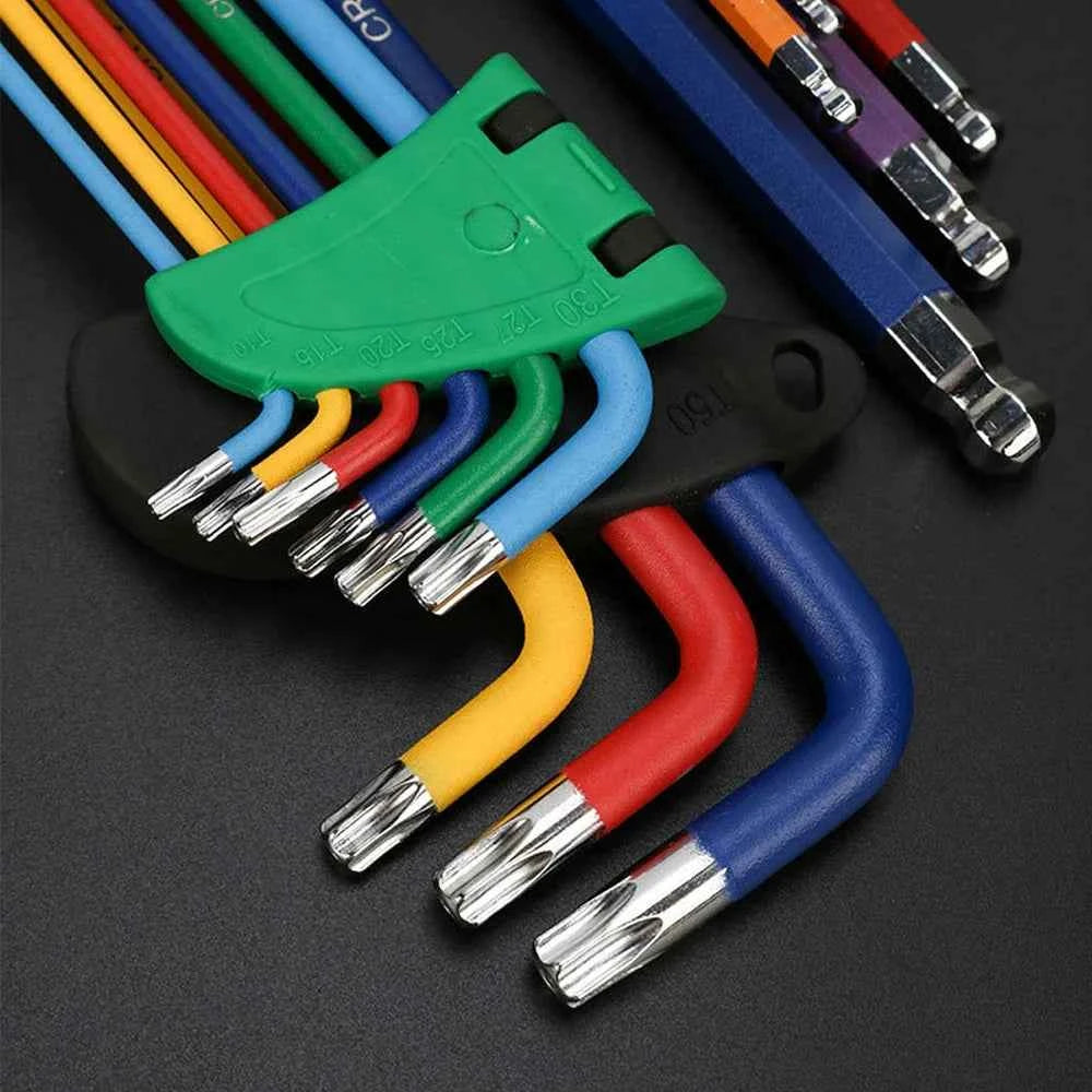 9Pcs S2 Alloy Steel Hex Key Set with Quick Snap Adapter & Ball Head for Ultimate Precision