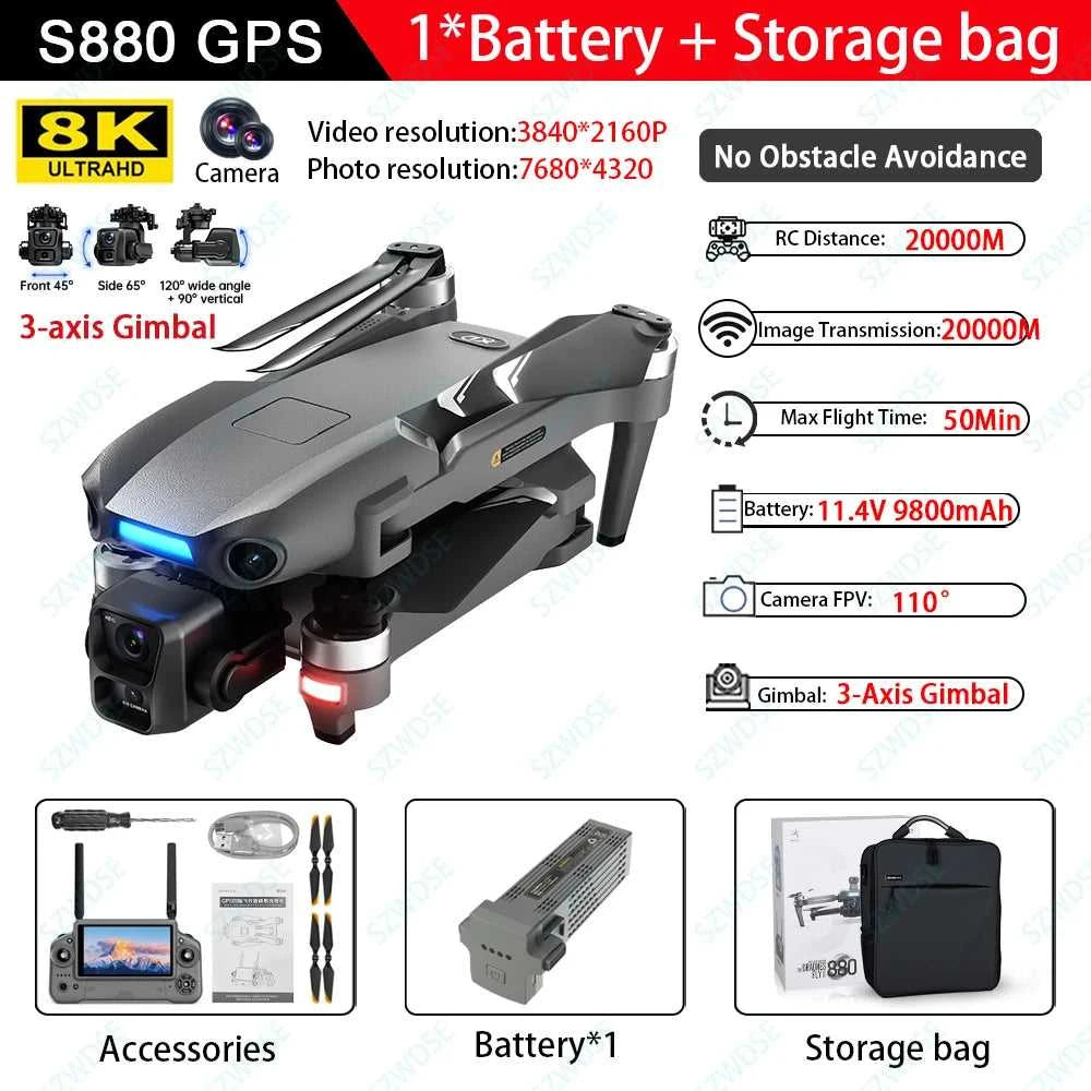 Load Bearing 800g S880 GPS Drone With 8K HD Camera 3-axis Gimbal Brushless Laser Obstacle Avoidance With Airdrop FPV RC Dron The jack market .AU The jack market .AU Drones $ 388 14:691#LG-NO OAS-64G
