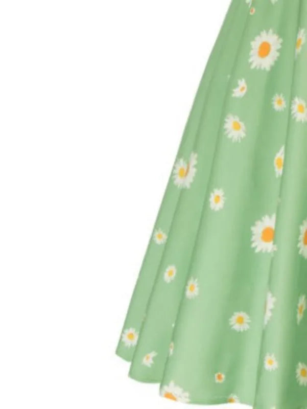 Vintage Charm Summer Midi Dress - Cute Print, Ruched Bust, High Waist for Effortless Beach Style