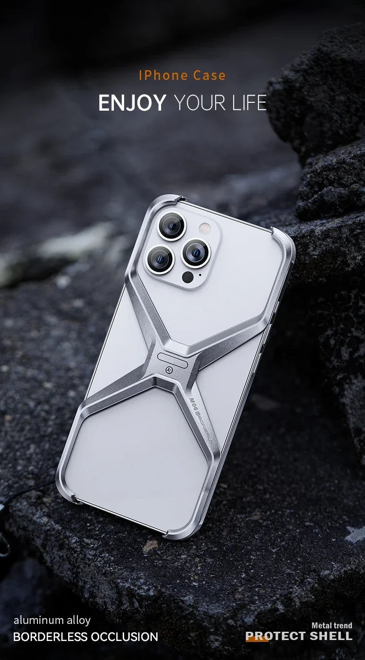 AluGuard Rimless Armor Case for iPhone 13-16 Pro Max – Shockproof, Removable Design & Advanced Heat Dissipation