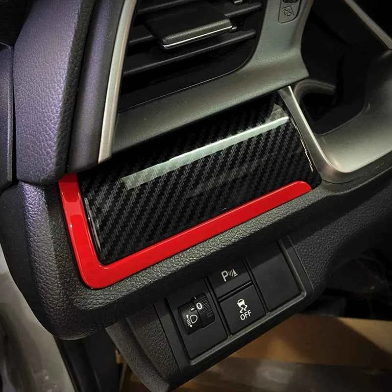 Auto Interior Dashboard Frame Strip Red Trim Sticker for Honda Civic 10th Gen 2016 2017 2018 2019 2020 2021 Left Hand Drive Car