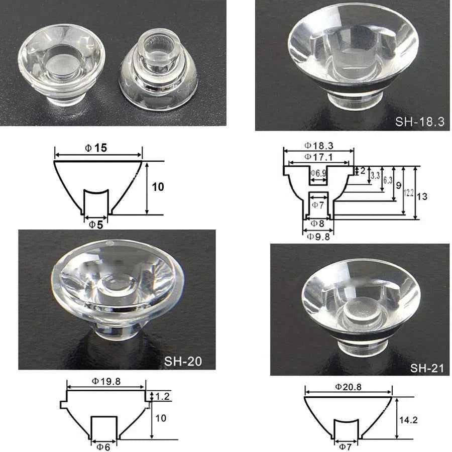 18mm 20mm 21mm 23mm 24mm 29mm 38mm Concave PMMA Lens COB LED Flashlight Lamp Wall Washer Concave Convex Diverging Lens
