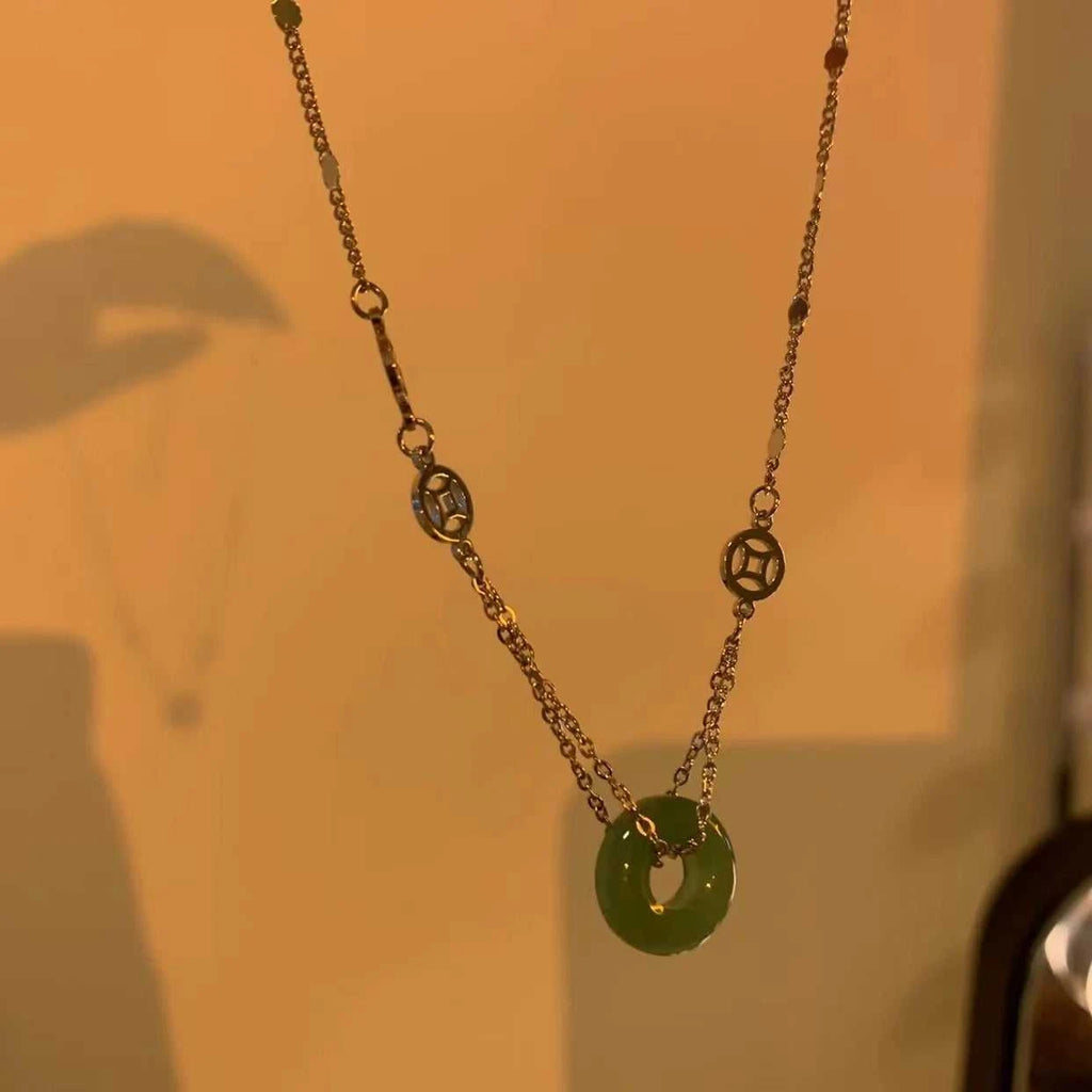 New Chinese Style Stone Buckle Necklace New Female Minority Design Sense Clavicle Chain Neck Chain Aesthetic Jewelry The jack market .AU The jack market .AU Jewellery & Chains $ 55 200001034:17053024#silver