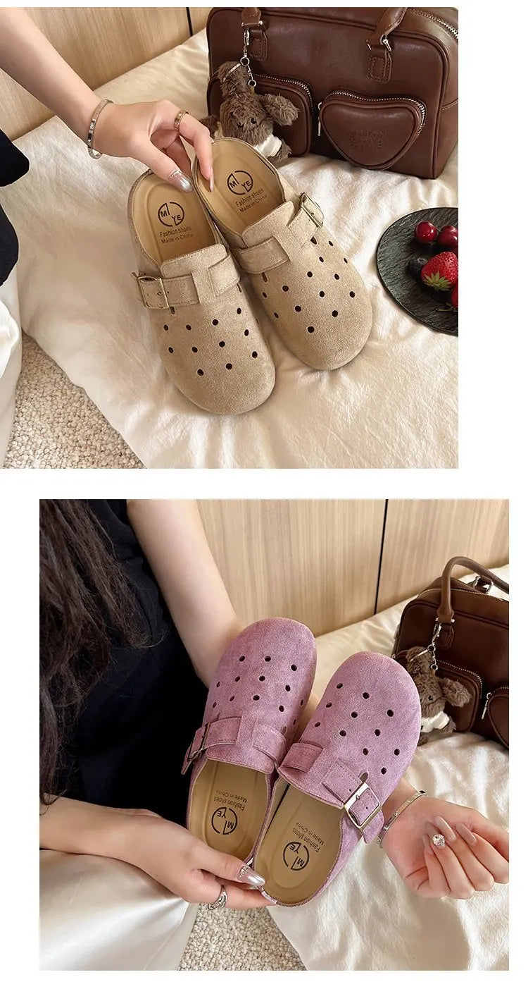 Shevalues 2025 Summer Women's Clogs Slippers With Adjustable Buckle Casual Outdoor Slides Soft Sole Comfortable Women's Sandals