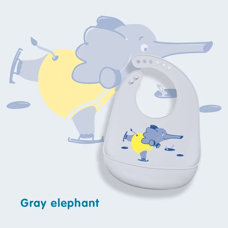 Silicone Baby Bib Waterproof Kids Boy Girl Feeding Stuff Adjustable Feeding Apron Food Grade Cartoon Burp Scarf Toddler Burp Bib