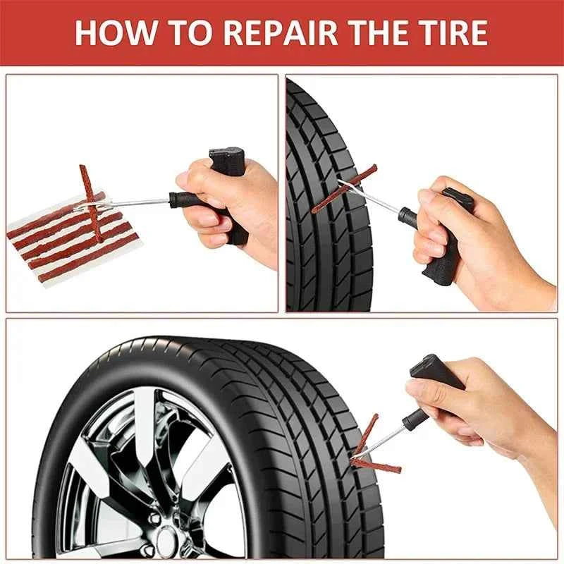 Car Bike Truck Motorcycle Tire Repair Tool Set 2024 Best-selling Tyre Puncture Plug Patch Strip Glue Garage Tools Accessories