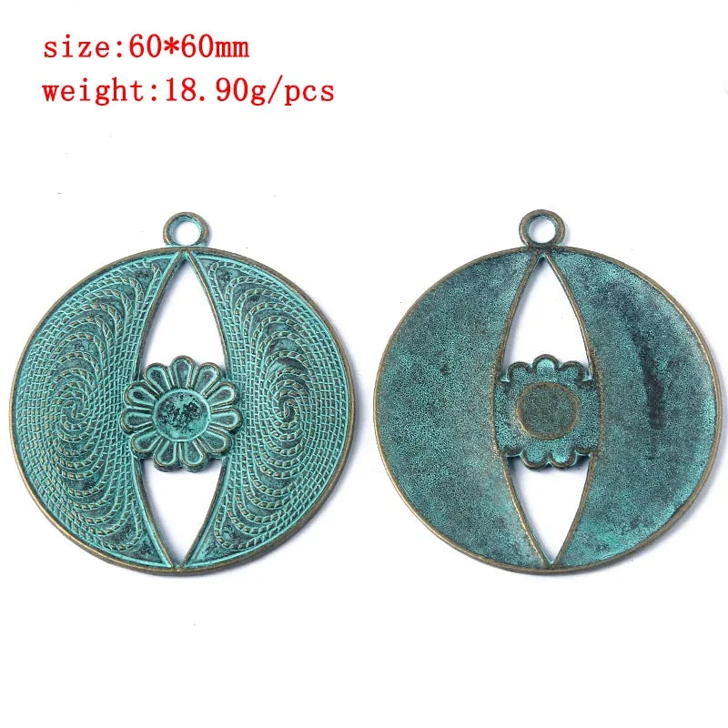 2pcs/lot Verdigris Patina Elephant/Heart/Leaf/Flower/Dragonfly/Butterfly/Swirl/Wing Pattern Pendant Fashion Jewelry Material