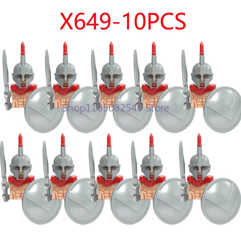 MOC Military Soldier Movie Character Building Blocks Accessories Medieval Castle Knight Helmet Shield Mini Brick Gift Toy E008