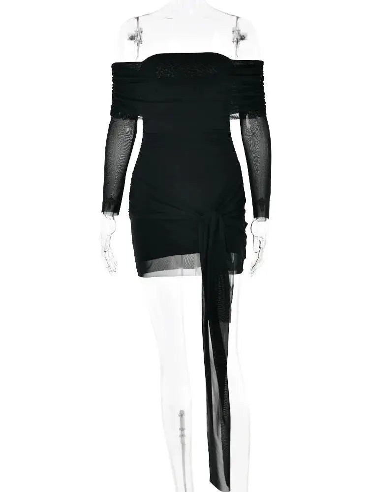 Articat One Shoulder Mesh Dress - Double Layered, Pleated Skirt for Women - Perfect for Vacation & Party
