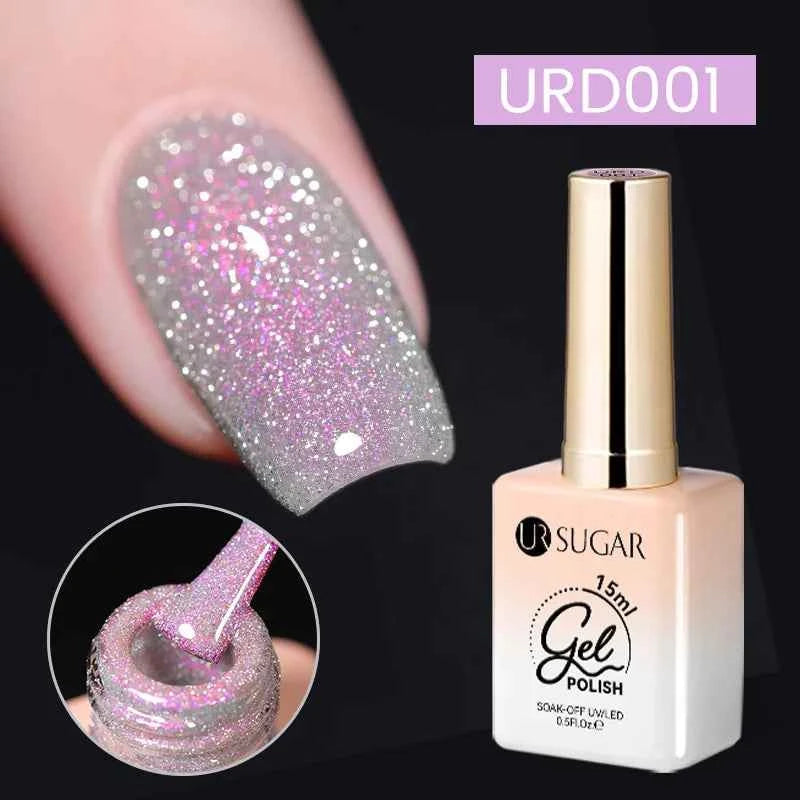 UR SUGAR 15ml  Autumn Winter Red Cat Magnetic Gel Nail Polish White Dopamine Nail Sparkling Glitter Soak Off UV LED for Manicure