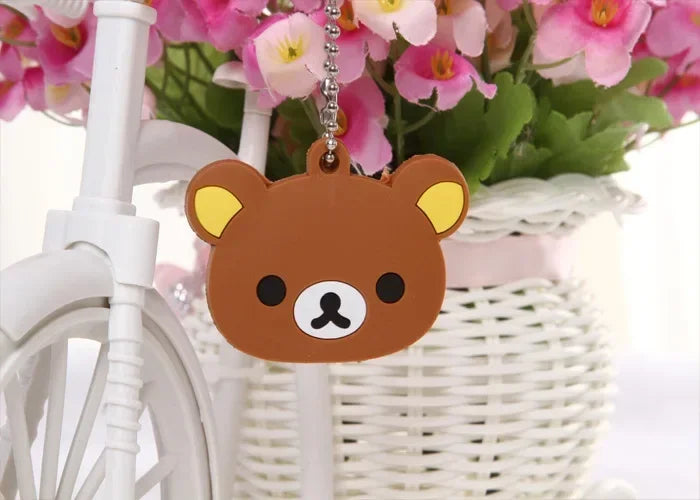 New Rilakkuma Key Protective Cover Keychains Anime Relax Bear PVC Cases Backpack Bags Hot Sales Key Rings Pendants Charms Gift