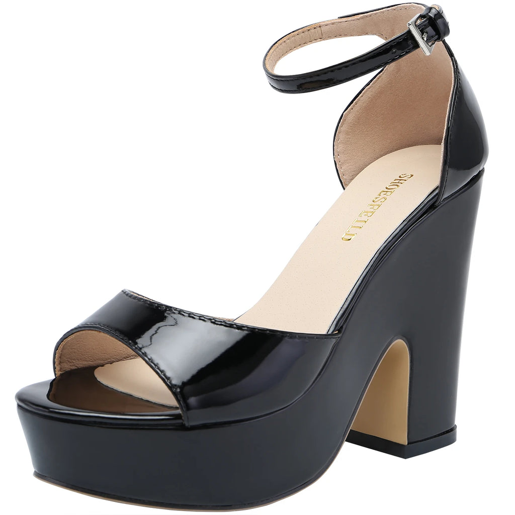 Women Sandals 2026 Summer Ankle Strap Pumps Colourful Sexy Peep Toe Square High Heels Flock Platform Wedding Pole Dancing Shoes