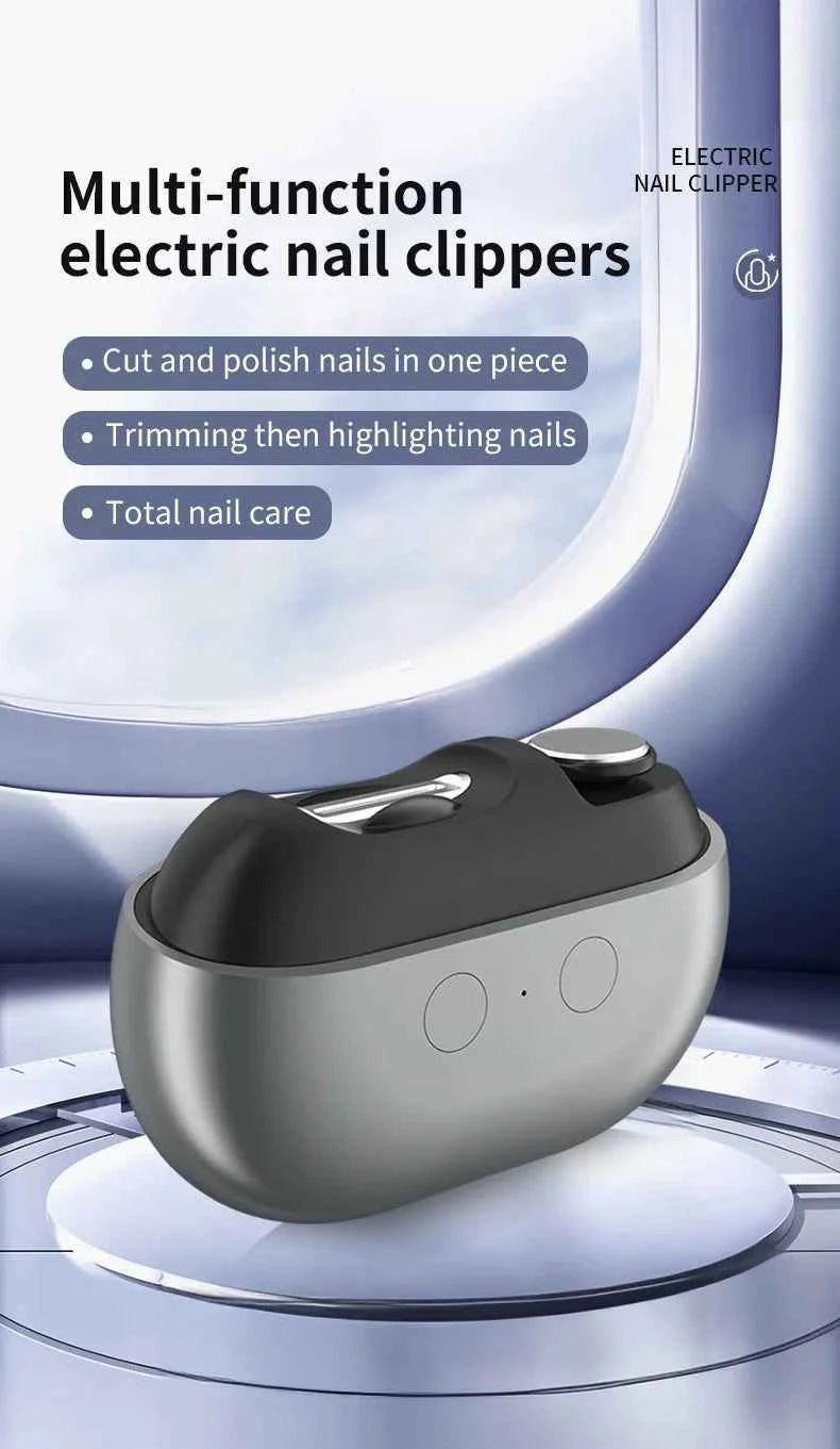 Rechargeable Electric Nail Clipper & Trimmer with Light - Portable Fingernail Cutter and Storage