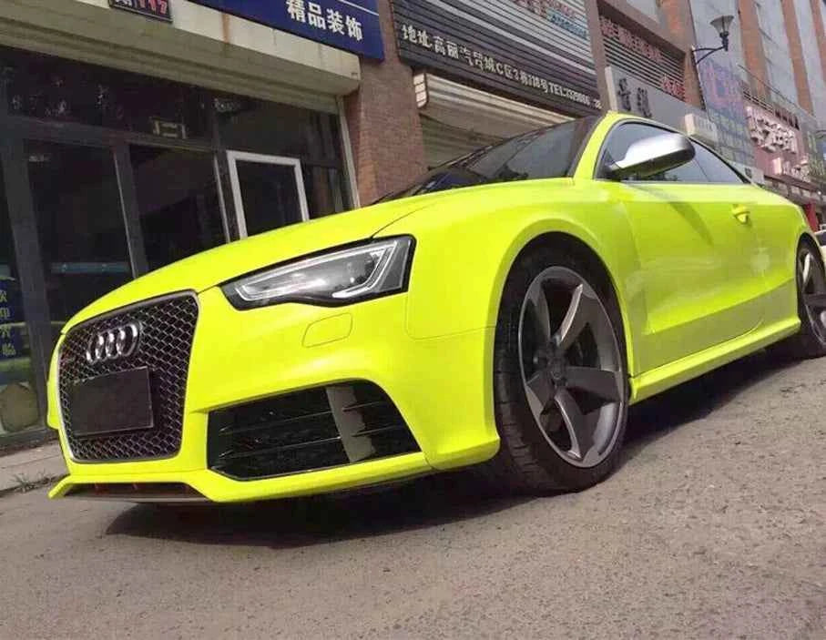 Premium Car Styling Glossy Fluorescent Yellow Vinyl Sticker Glossy Fluorescent yellow Vinyl Wrap Self Adhesive Sticker