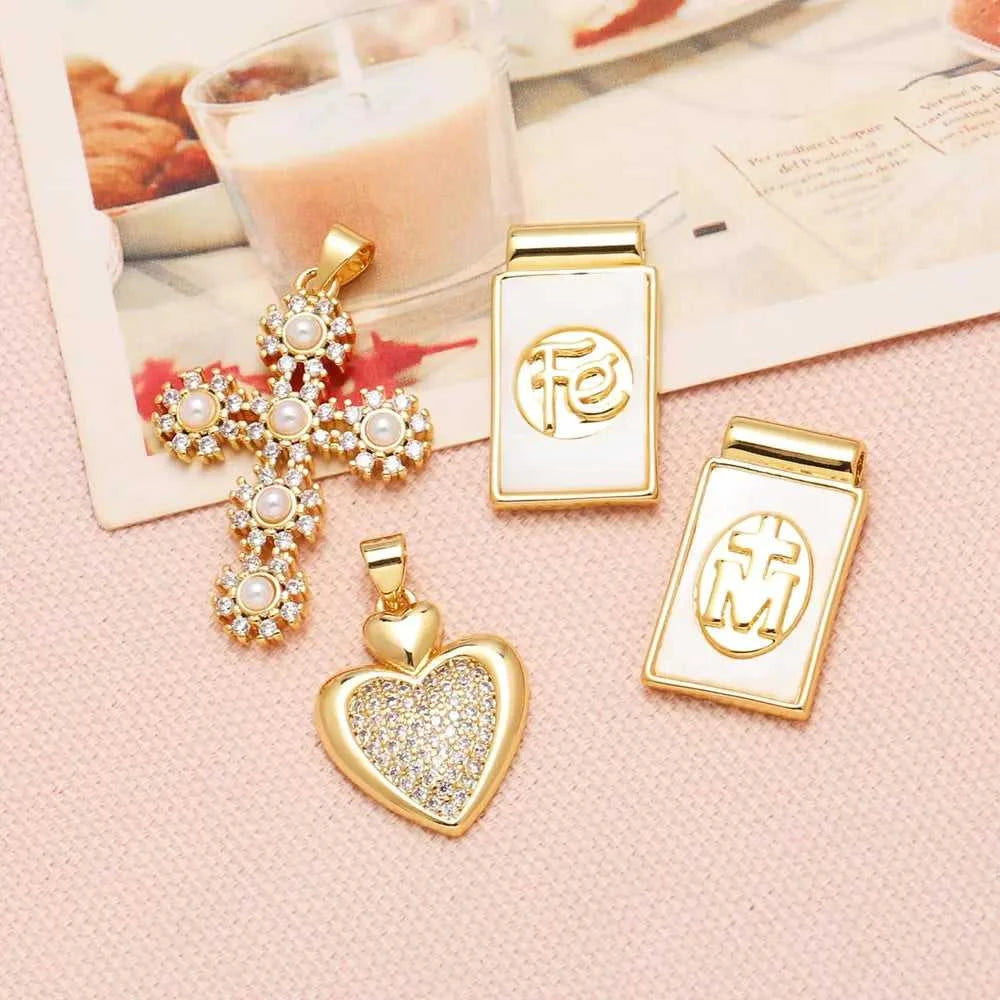 OCESRIO White Crystal Heart Beads Cross Pendant for Necklace Copper Gold Plated shell FE Jewelry Making Supplies pdtb218 The jack market .AU The jack market .AU Jewellery & Chains $ 51 200001033:361188#D nkeb181