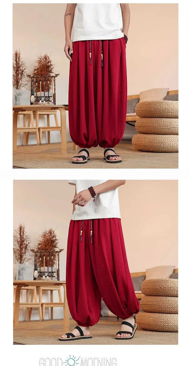 Summer Wide Leg Pants Men's Solid Color Casual Japanese Styles Harun Pants Men Fashion Loose Harajuku Lantern Trousers Plus Size The jack market .AU The jack market .AU Men Fashion $ 61 14:193#Red;5:361386#Asian M 50-60KG