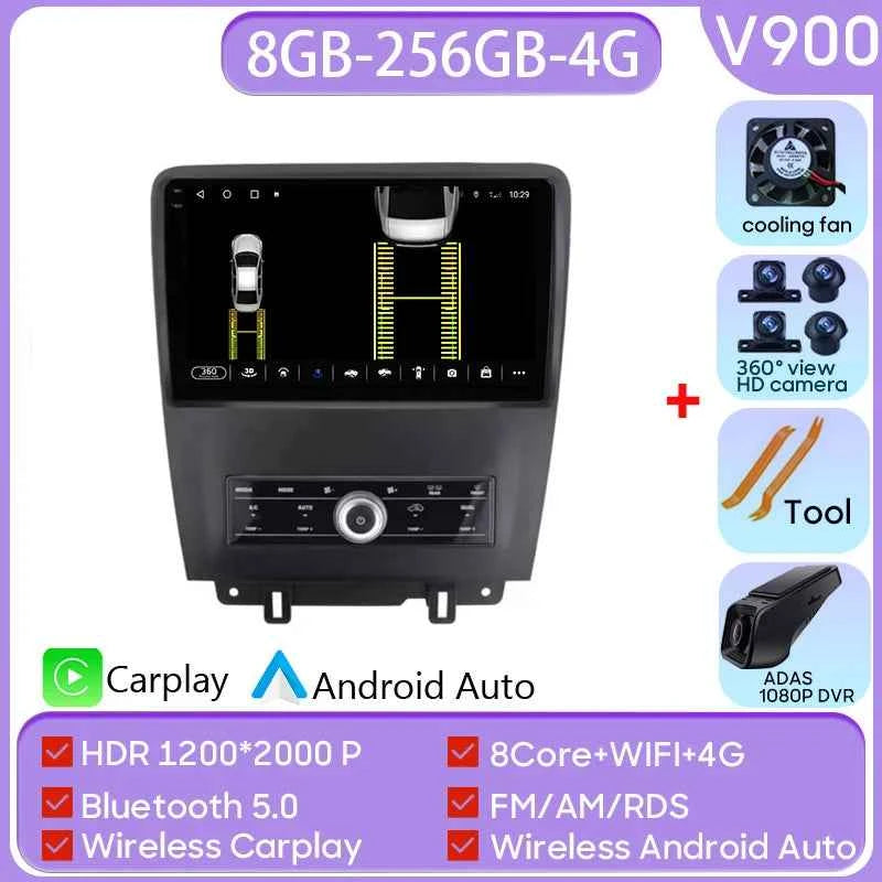 For Ford Mustang V S-197 2009 - 2014 5G WIFI Car screen Android Auto Radio Carplay Navigation Multimedia Stereo Player 8Core DVD