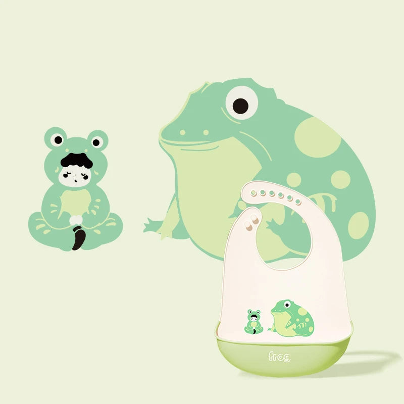 Silicone Baby Bib Waterproof Kids Boy Girl Feeding Stuff Adjustable Feeding Apron Food Grade Cartoon Burp Scarf Toddler Burp Bib