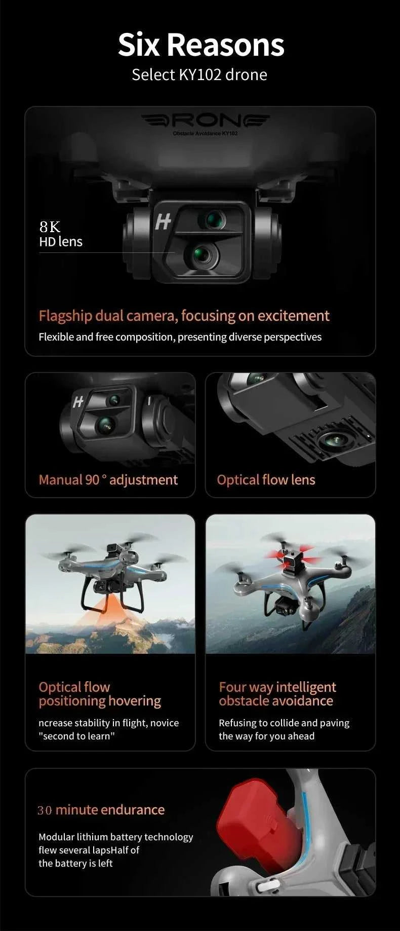 2026 Ky102 Drone 8k Hd Aerial Photography Dual Camera Brushless Quadcopter Obstacle Avoidance Optical Flow Aerial Rc Drone The jack market .AU The jack market .AU Drones $ 97 14:193#8K dual 1B