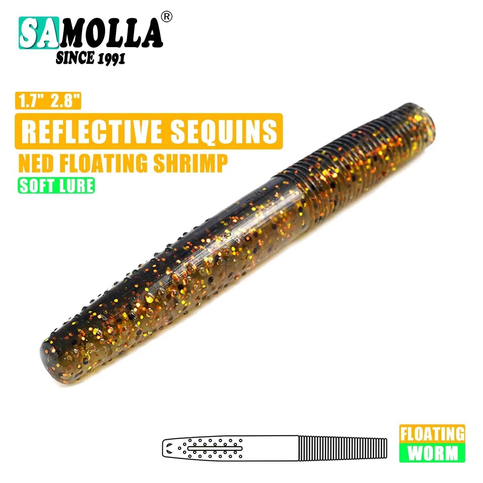SAMOLLA Floating Worms Bass Fishing Lure Soft Plastic Artificial Bait Ned Wacky Rig Tpe Floating Weightless Leurre Souple Wobble The jack market .AU The jack market .AU Fishing Gear $ 21 14:29#A;5:100014443#4CM 10PCS