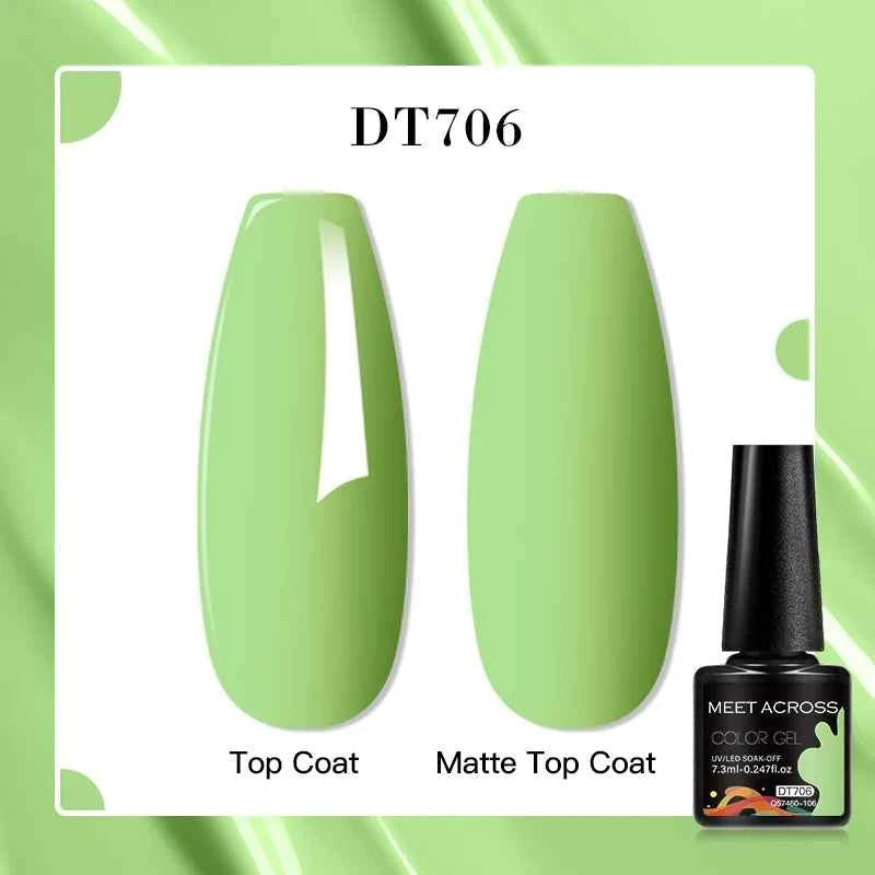 MEET ACROSS 7.3ml Gel Nail Polish Vernis Summer Simple Green Series UV Gel Nail Varnish Semi Permanent Nail Art Manicure