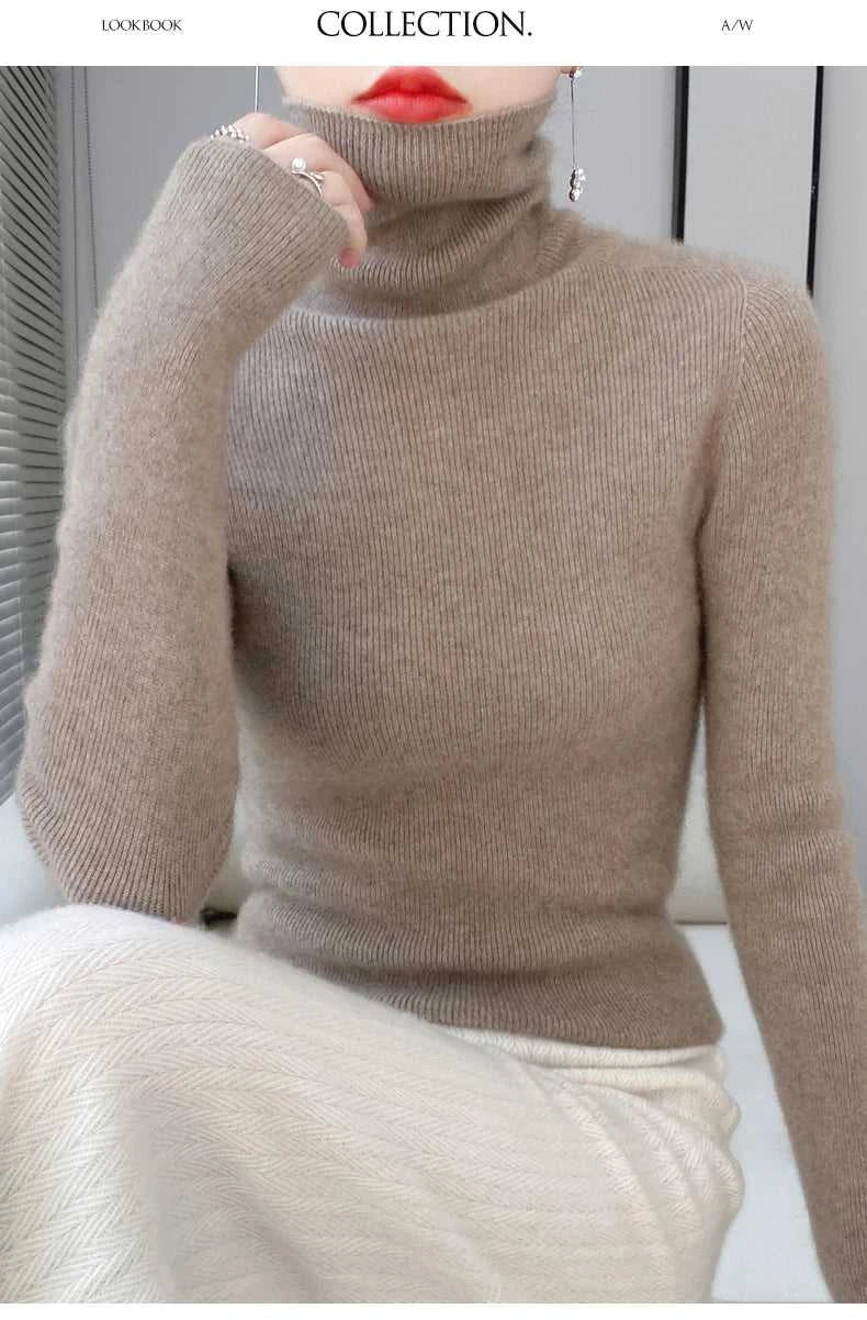 100% Merino Wool Long-sleeved Turtleneck Pullover Women's Autumn Winter Slim Sweater Basic Women's Clothes Cashmere Sweater The jack market .AU The jack market .AU Woman Fashion $ 75 14:1052#black;200007763:201336100;5:4182
