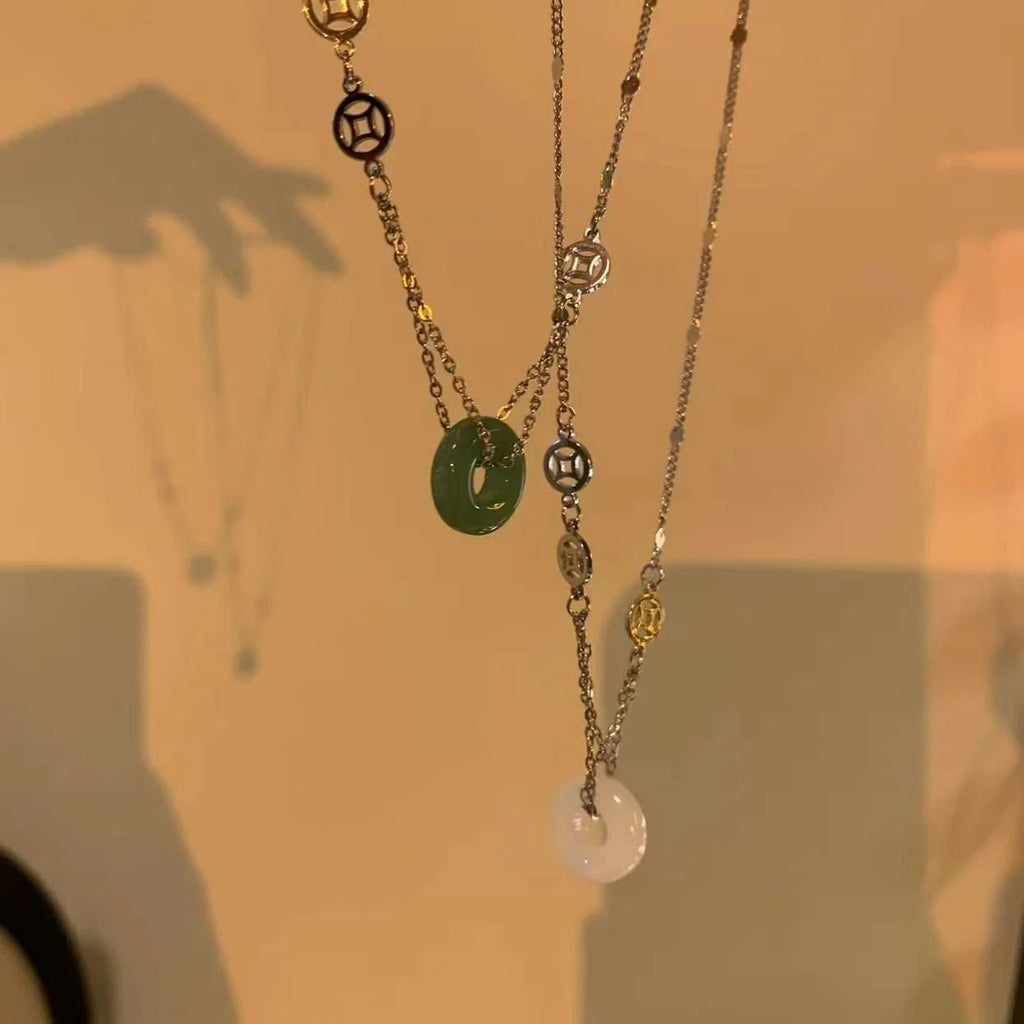 New Chinese Style Stone Buckle Necklace New Female Minority Design Sense Clavicle Chain Neck Chain Aesthetic Jewelry The jack market .AU The jack market .AU Jewellery & Chains $ 55 200001034:17053024#silver