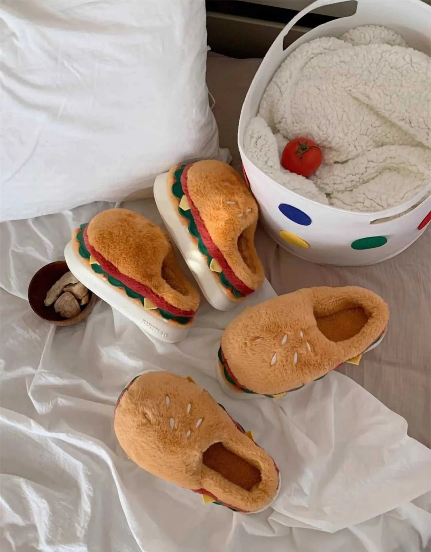Funny Cute Hamburger Home Slippers Shoes For Men And Women Indoor Household Slippers Warm And Non Slip Winter Fun Couple Cotton The jack market .AU The jack market .AU Step Up Your Style: Trendy Shoes for Every Occasion! $ 75 14:366#Package Cute Burger;200000124:201446565