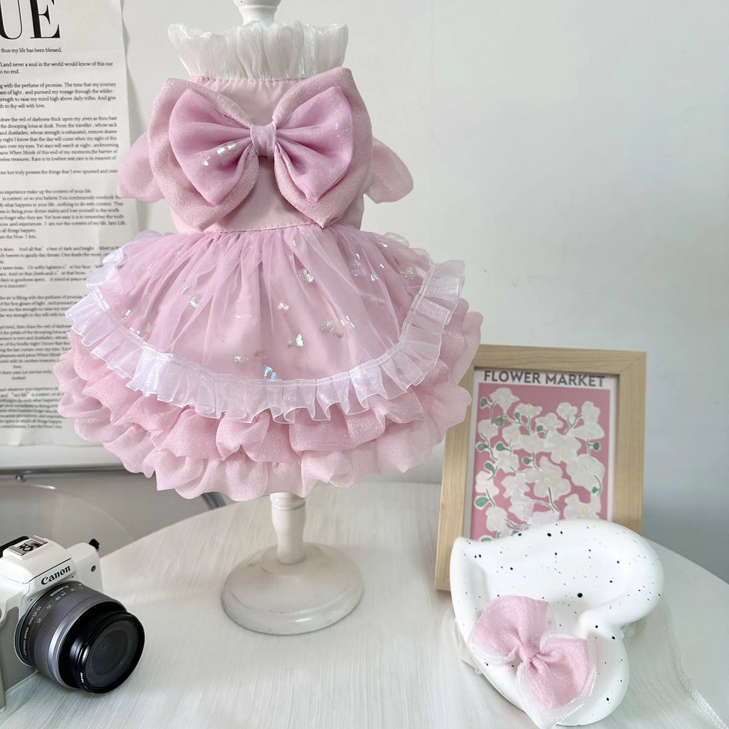 2026 Spring Cute Pink Princess Dress For Small Medium Dogs Chihuahua Yorkshire Pet Dog Clothes Handmade Cotton Lace Bow Skirts