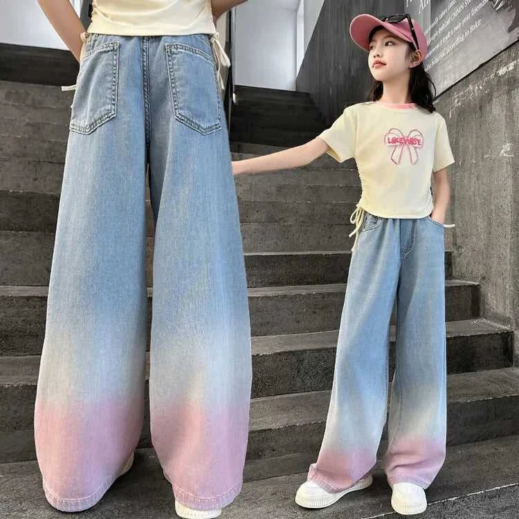 2024 Big Teens Girl Tencel Wide-Leg Jeans Kids Girls Gradient Color Pants Children Outwear Long Trousers Girl Clothing 4-12Years The jack market .AU The jack market .AU Mum & Kids: Essential Products for Every Family $ 48 14:771#model 1;200000463:200004207#150CM