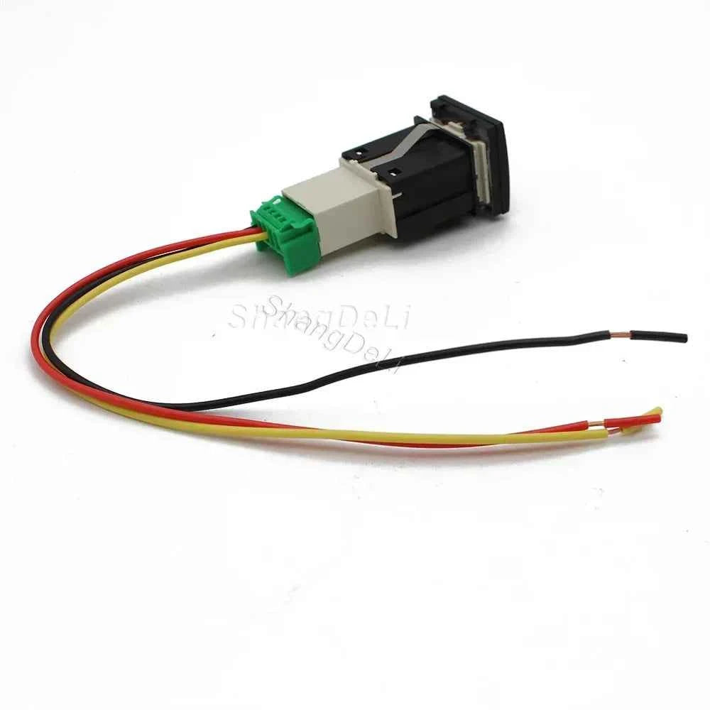 24mm*24mm 1Pc Car Red LED Light DRL Power On Off Music Modified Switch Button With Wire For VW Golf 6 MK6 Jetta 5 MK5 Scirocco
