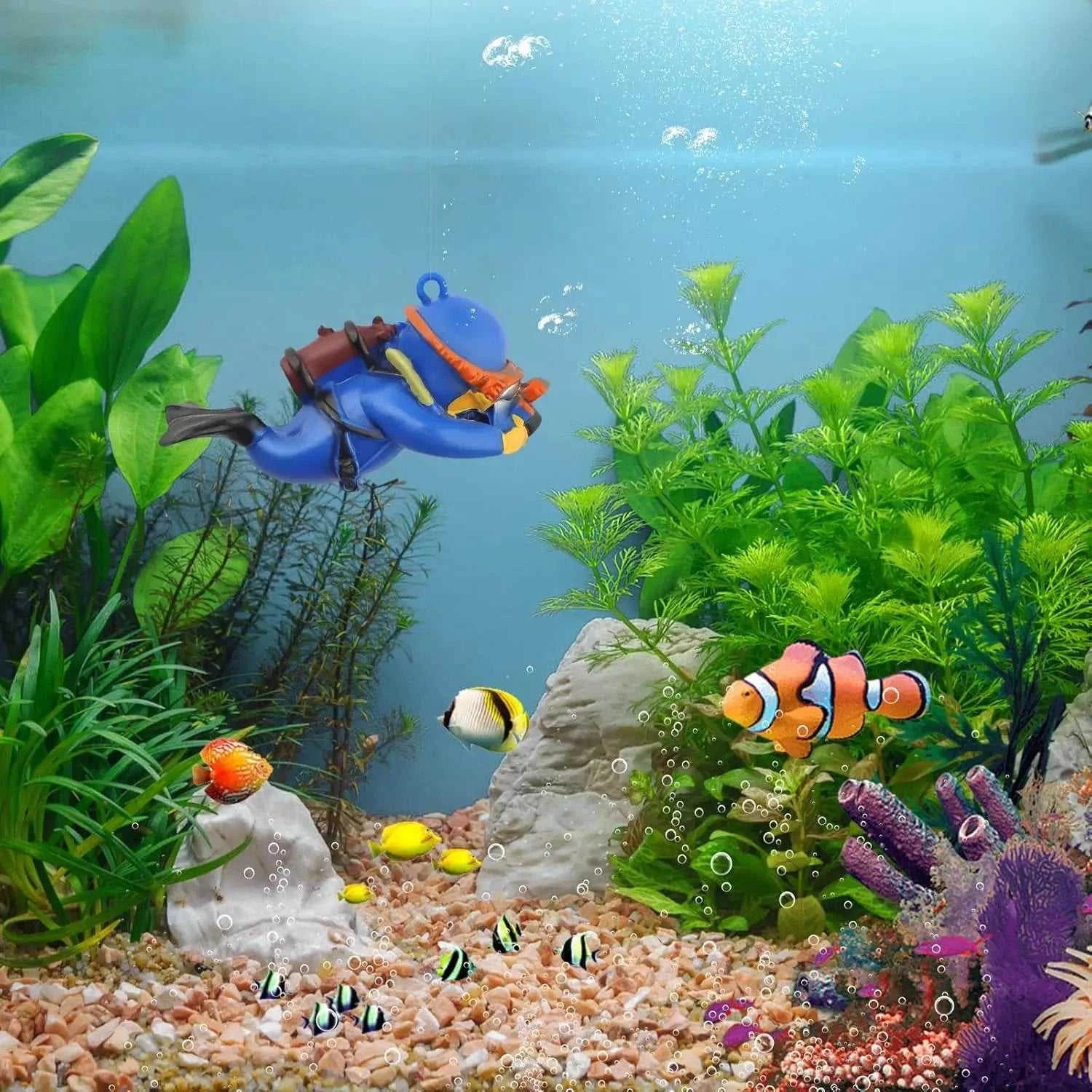 Fish Tank Decoration Creative Floating Diver Ornaments Set Blue Guy Figurines for Underwater Scenery Bottom Aquarium Decor The jack market .AU The jack market .AU Fishing Gear $ 21 14:496#J