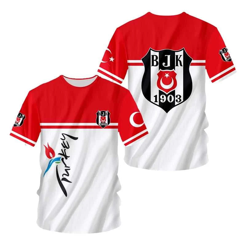 2024 Summer short sleeve men's T-shirt Türkiye Istanbul football T-shirt 3D printing Y2k T-shirt loose sports T-shirt Tops The jack market .AU The jack market .AU Men Fashion $ 30 14:1254#Tshirt-XHA301;5:200000331#160 (13T-14T)