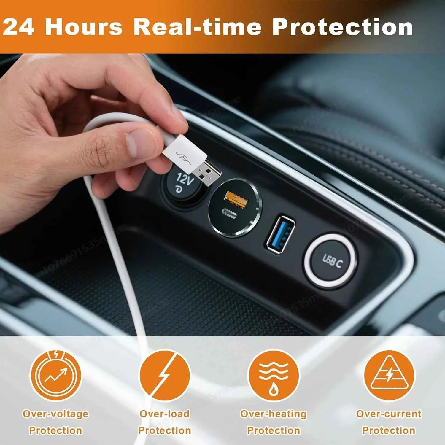 1-2 Pack Mini 66W 12V USB Outlet PD 30W Type-C QC3.0 36W USB-A Dual Port Aluminum Fast Charging Socket for RV Camper Truck Boat