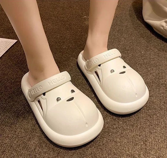 Shoes for Women 2025 Kawaii Cute Woman Slippers Round Toe Animal Cartoon Sandals Anime Slides Home Men Summer Mules House Indoor