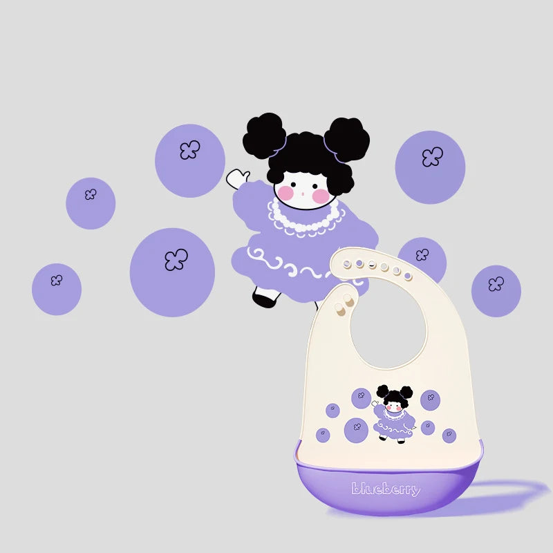 Silicone Baby Bib Waterproof Kids Boy Girl Feeding Stuff Adjustable Feeding Apron Food Grade Cartoon Burp Scarf Toddler Burp Bib