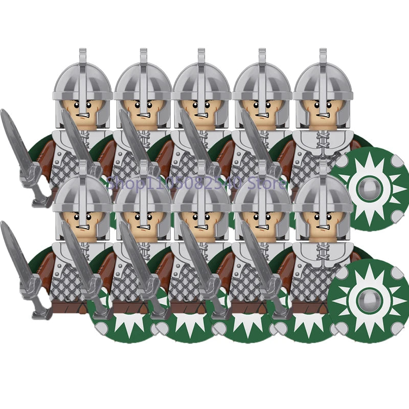 MOC Military Soldier Movie Character Building Blocks Accessories Medieval Castle Knight Helmet Shield Mini Brick Gift Toy E008