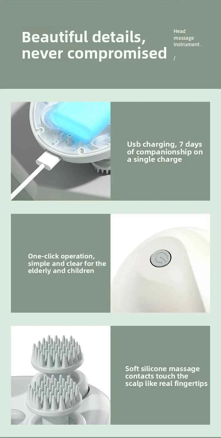Rechargeable Electric Scalp Massager - Waterproof Handheld Device with 4 Massage Claws for Stress Relief & Relaxation