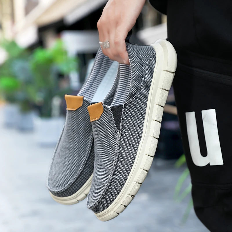 Men Casual Canvas Shoes Mens Loafers Breathable Slip on Flats Male Vulcanized Shoes Driving Shoes Plus Size 47 Walking Sneakers