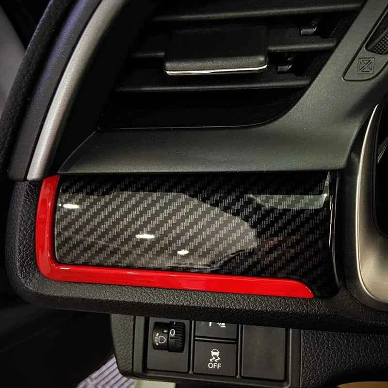 Auto Interior Dashboard Frame Strip Red Trim Sticker for Honda Civic 10th Gen 2016 2017 2018 2019 2020 2021 Left Hand Drive Car