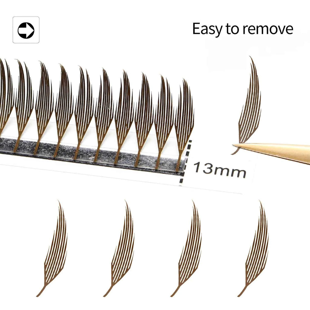 XIUSUZAKI Premade Fans Eyelash Extensions - Brown Comic Spire Automatic Flowering Volume Lashes