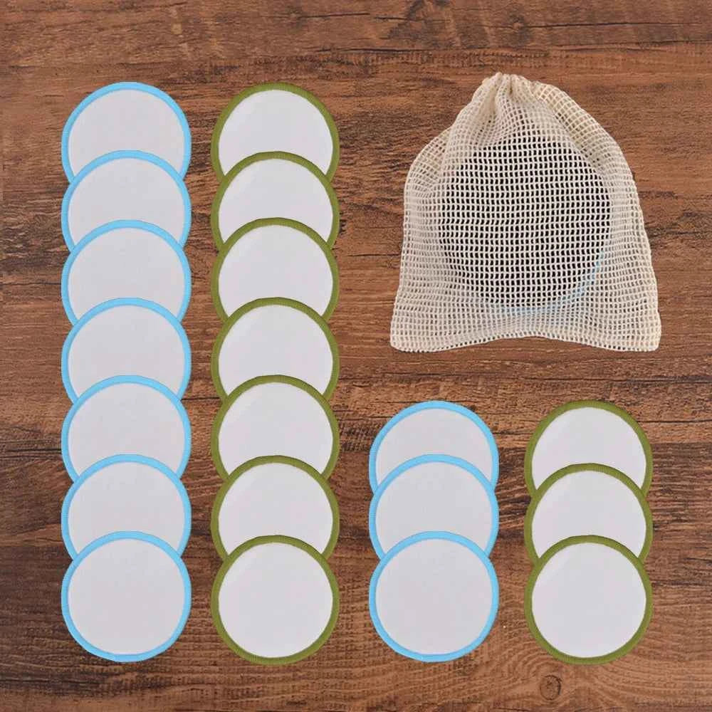 20Piece/Pack Makeup Remover Pads Washable Rounds Cleaning Cotton Reusable Facial Make Up Removal Pads Tool Matching Mesh Bag